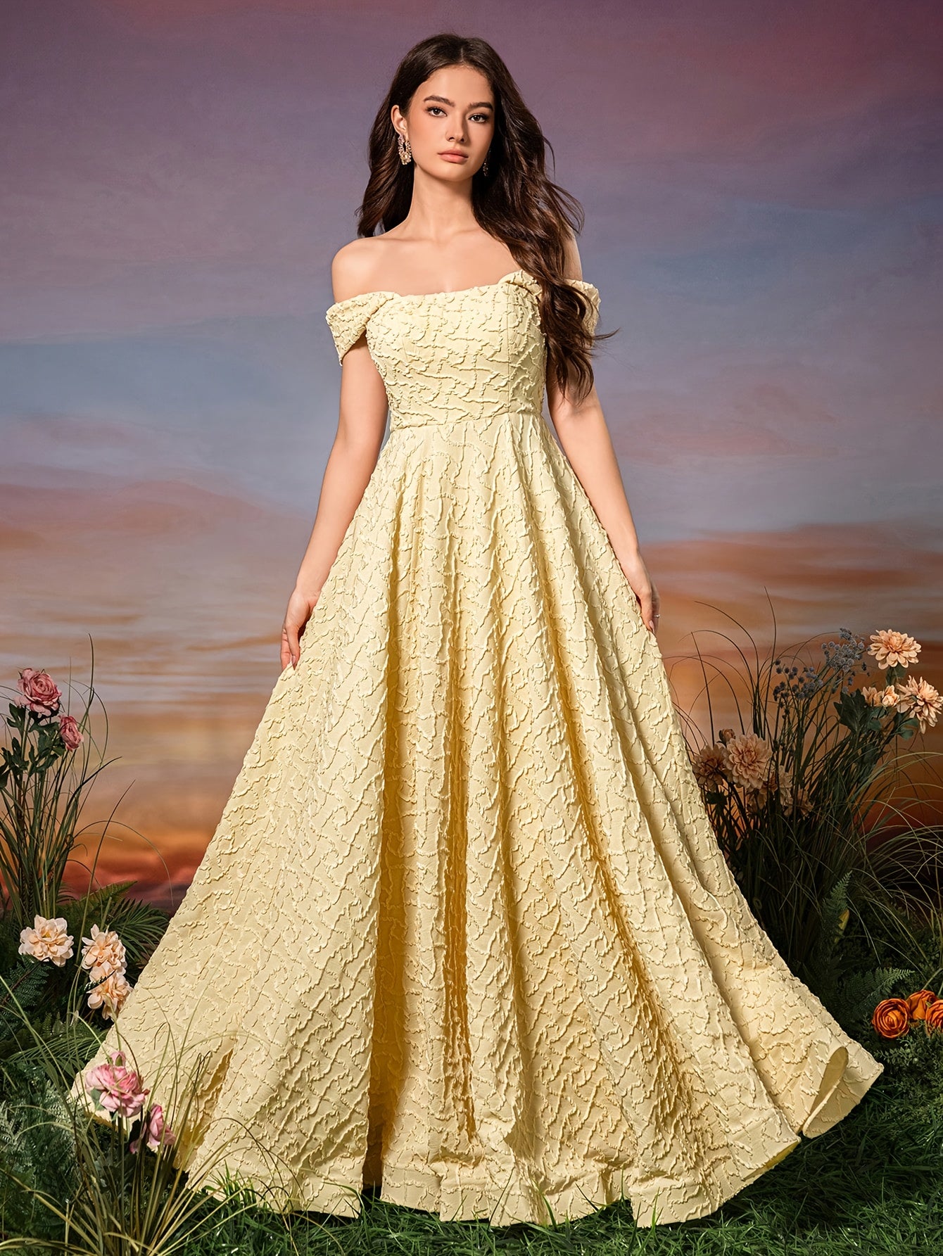 Elegant Women'S Off-Shoulder Mermaid Gown with Ruched Detail - Sleeveless, Strapless, Floor-Length, Polyester, Spring\u002FSummer, Adult Sizes, Elegant Event Wear|Fitted Design|Polyester Fabric