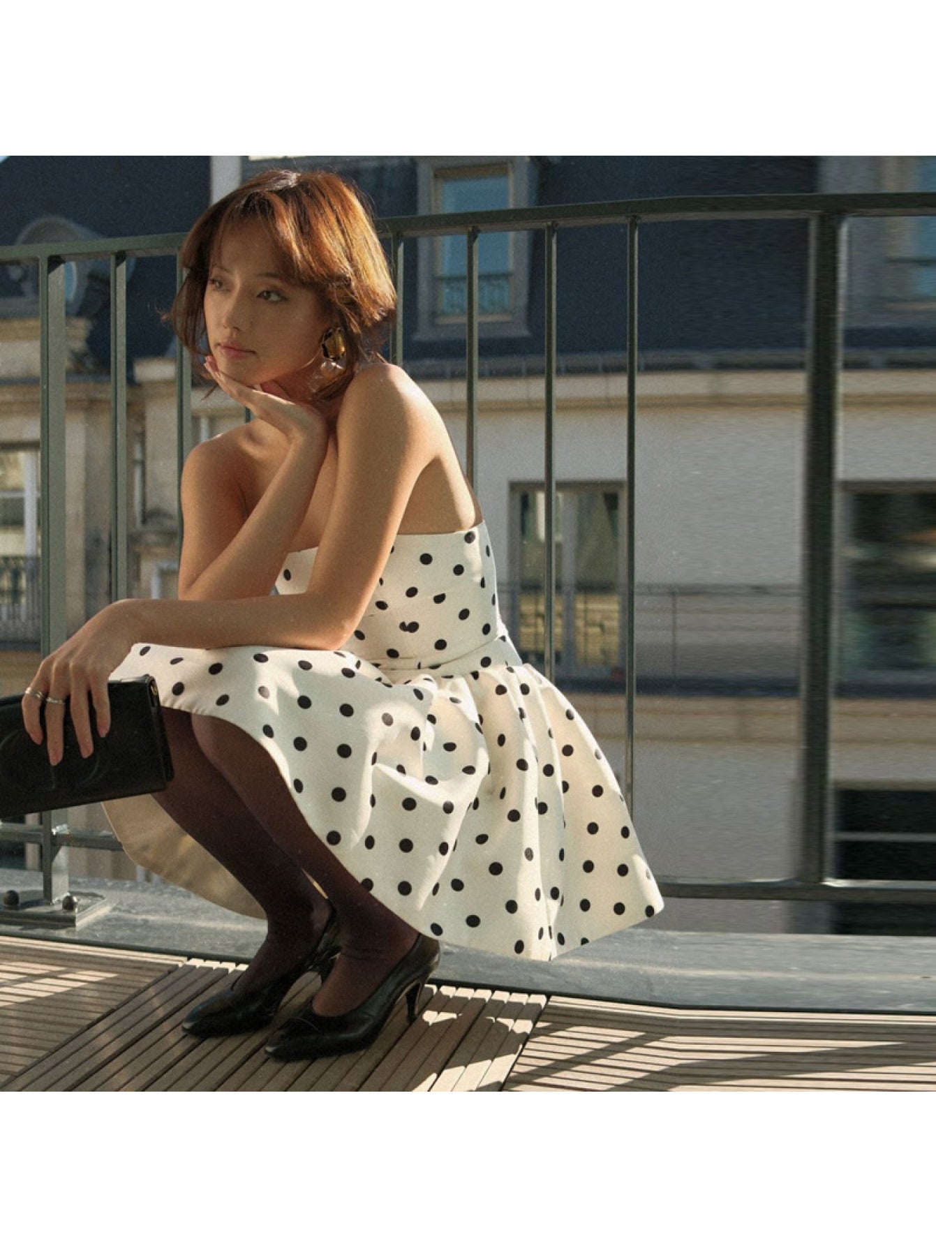Women's Sexy Strapless Party Dress - Chic Black & Polka Dot Vintage, Form-Fitting Bodice with Flowy Skirt, Machine Washable Formal\u002FEveryday Evening Outfits, Spring Fashion, Elegant Design, Lightweight Fabric, Trendy Outfit, Women