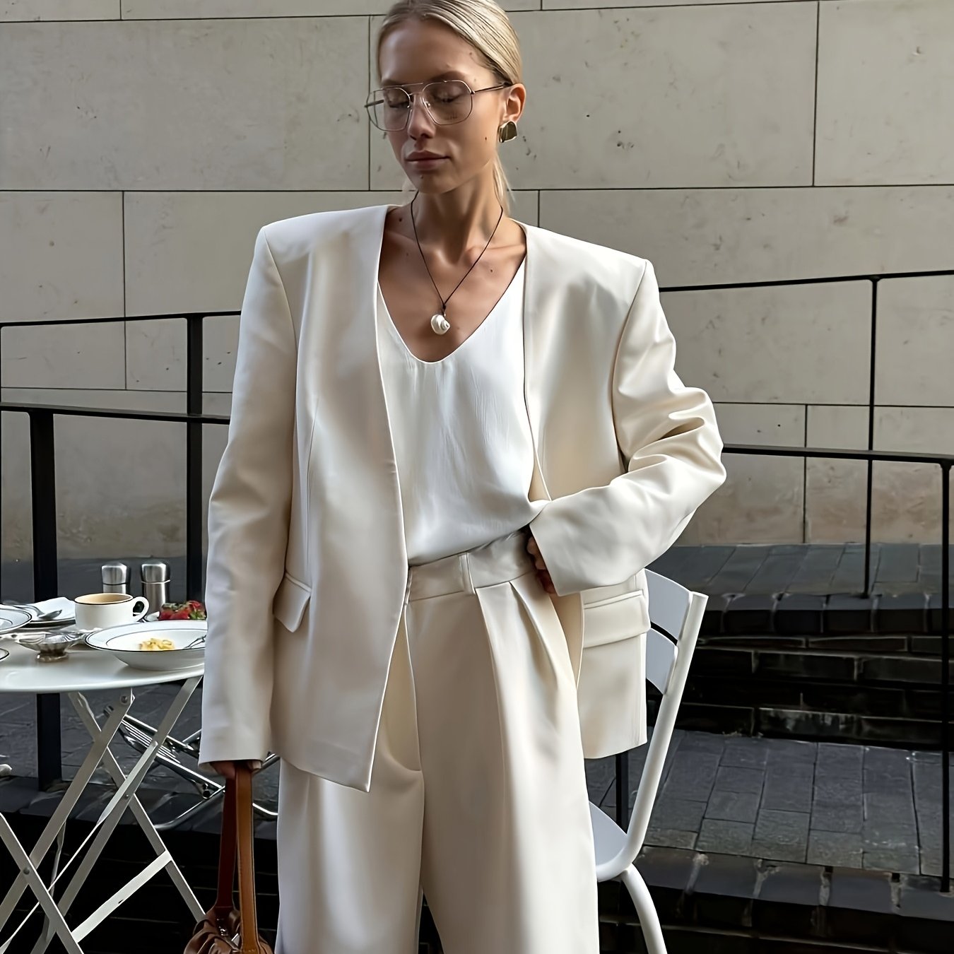 Elegant Women'S Casual Suit - Beige Blazer & Shorts Set with Belt, Perfect for Spring\u002FSummer, Casual Attire|Blazer Shorts Set|Sophisticated Style