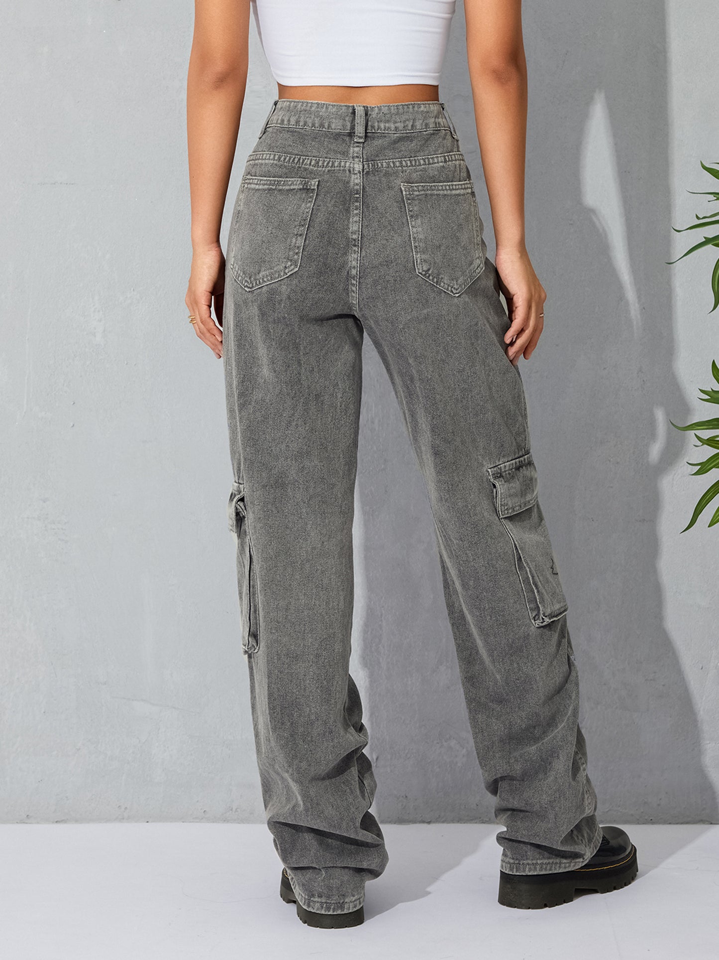 Women'S Baggy Denim Pants High-Waisted Y2K Wide-Leg Oversized Boyfriend Cargo Jeans Street Pants