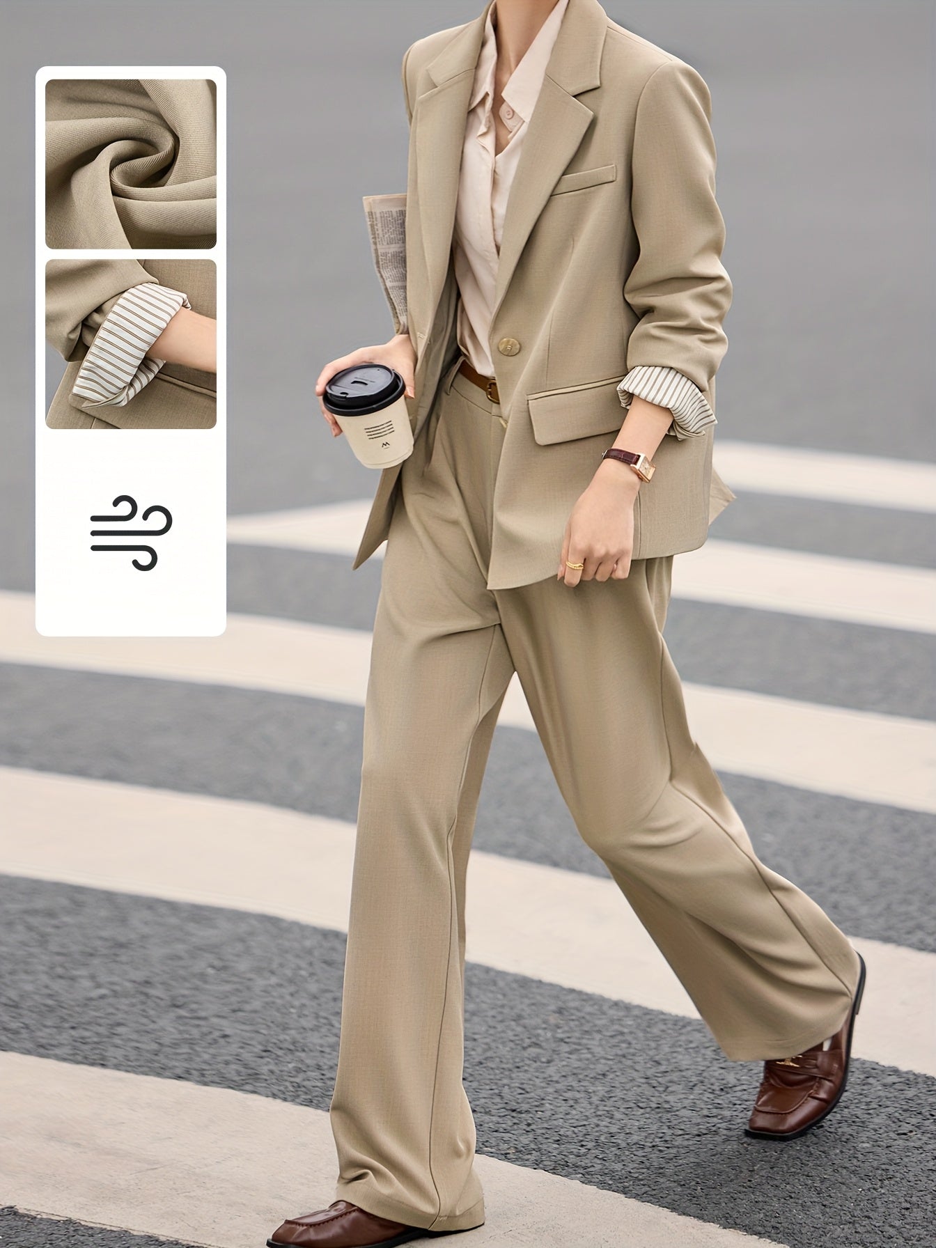 One-piece Suit Early Spring New Commuter Versatile Elegant Contrast Color Striped Splicing Commuter Suit Holiday Daily Commuter Style