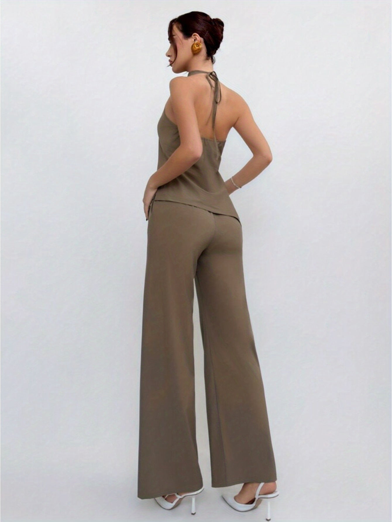 Women's Commuter Two-Piece Set: High-Neck Split Top + Pants