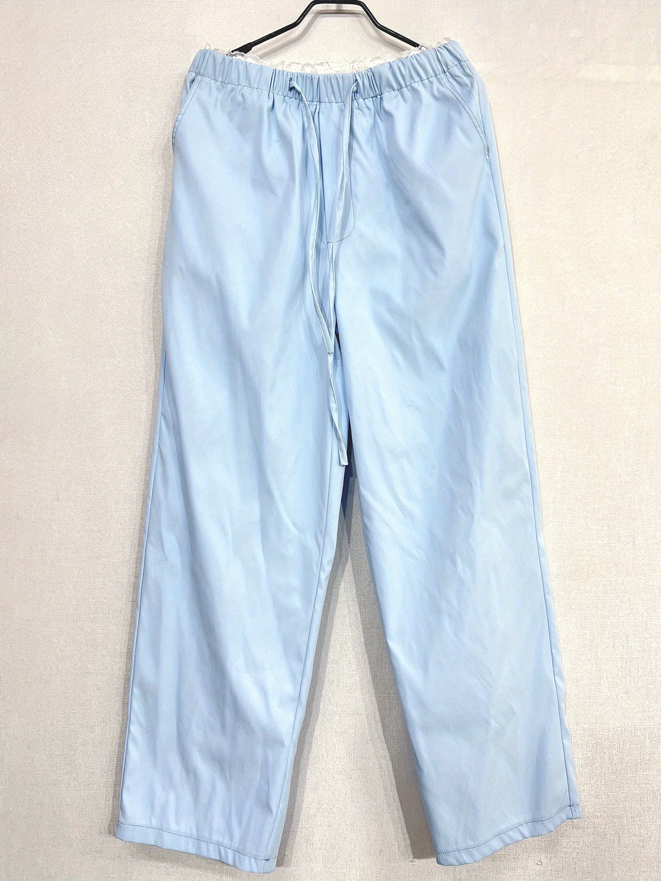 Women'S Y2K Style Straight Leg Joggers - Light Blue Casual Pants with Elastic Waistband, Comfortable Drawstring Design for Casual Attire, Ladies Pants