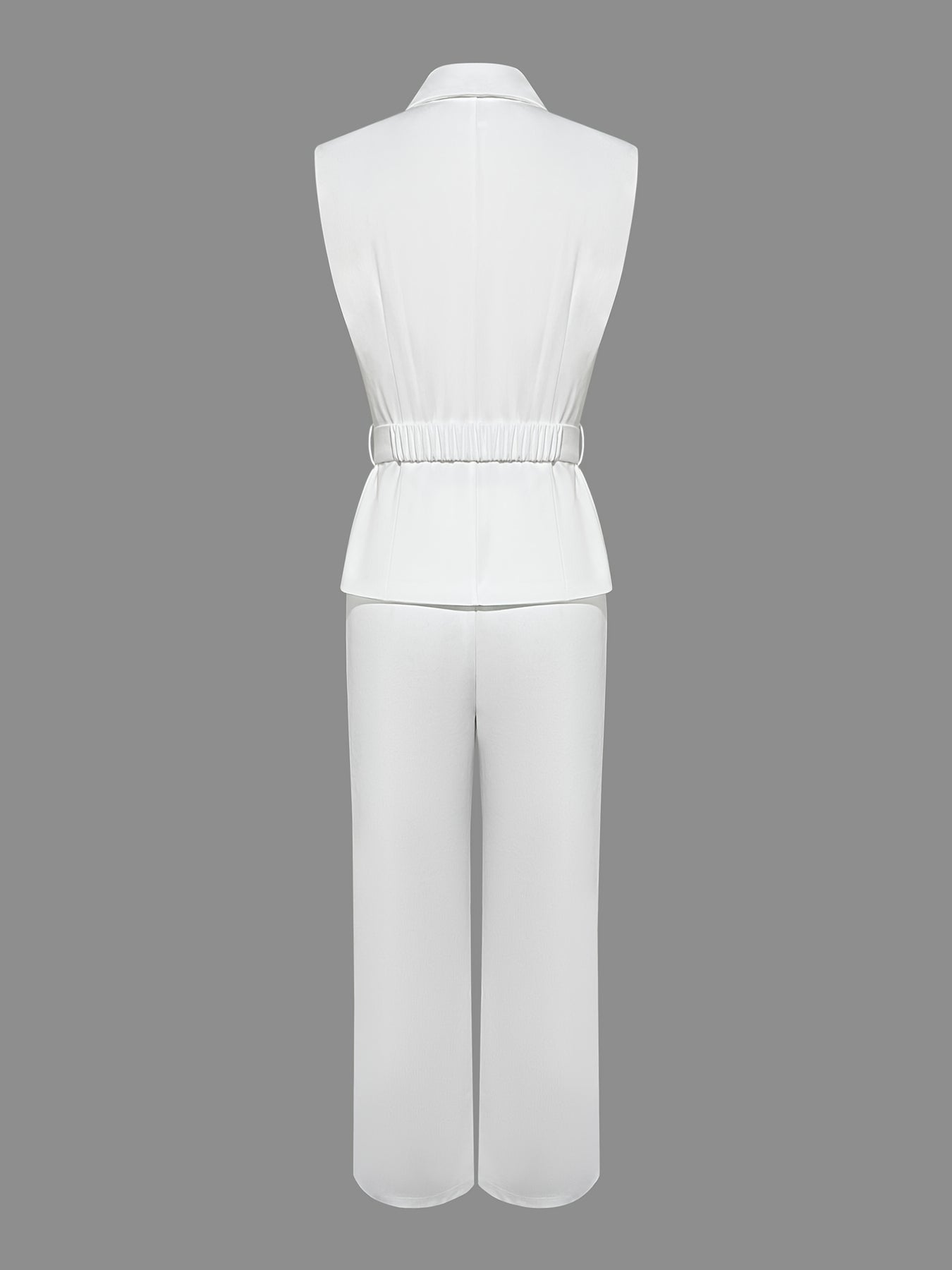 Spring And Summer New Women'S Solid Color Elegant Commuter Sleeveless Top Metal Button Pants Suit