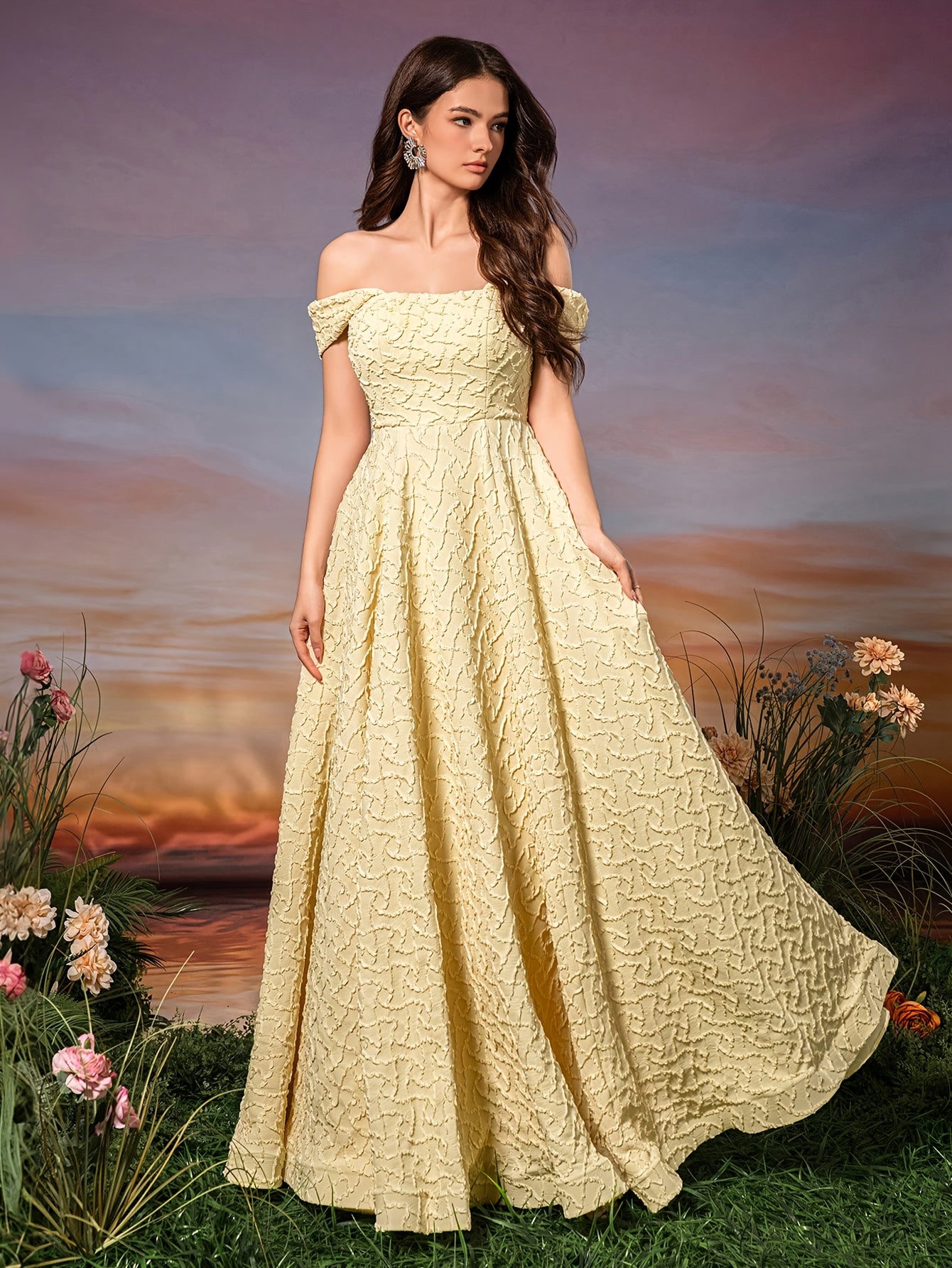 Elegant Women'S Off-Shoulder Mermaid Gown with Ruched Detail - Sleeveless, Strapless, Floor-Length, Polyester, Spring\u002FSummer, Adult Sizes, Elegant Event Wear|Fitted Design|Polyester Fabric