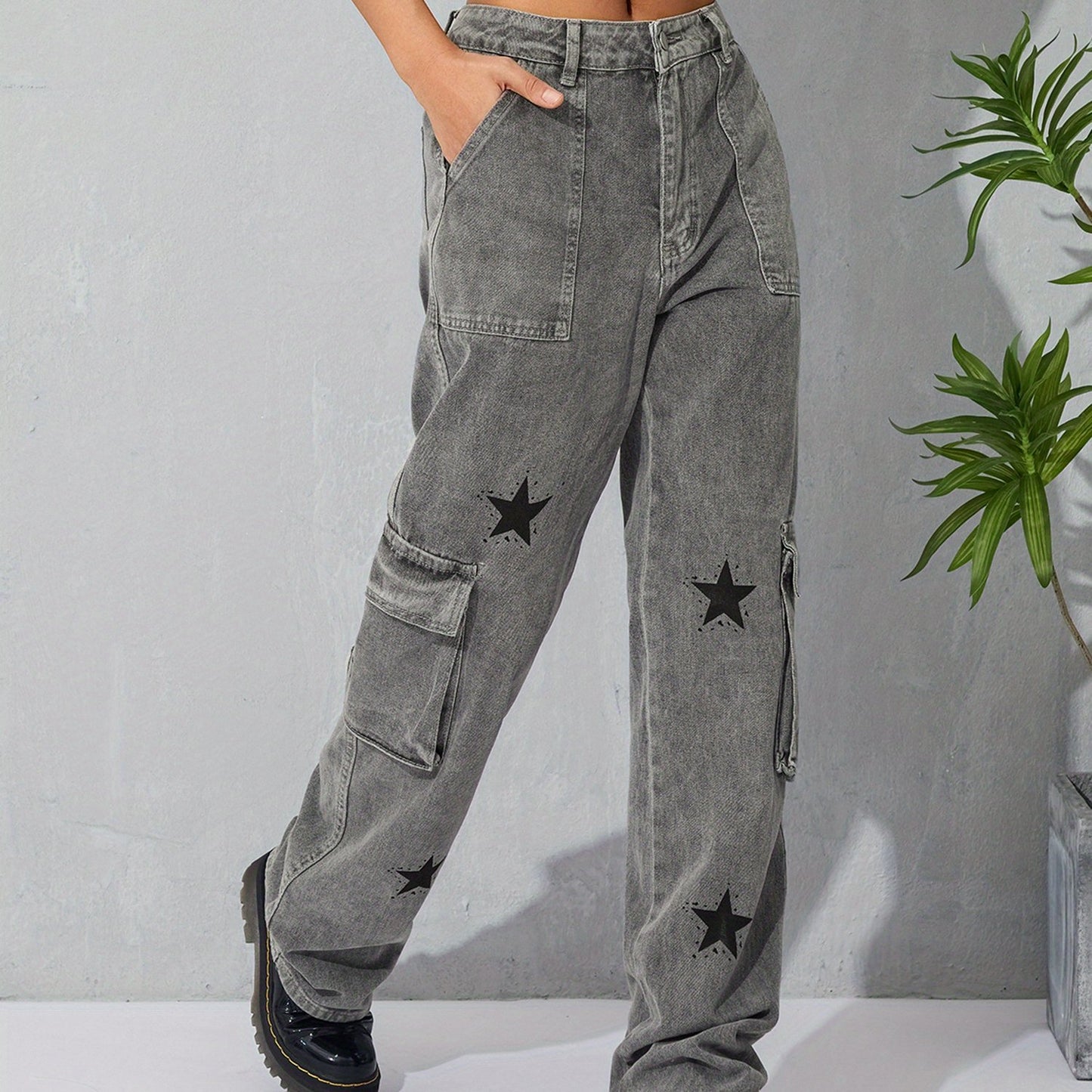 Women'S Baggy Denim Pants High-Waisted Y2K Wide-Leg Oversized Boyfriend Cargo Jeans Street Pants